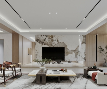 Modern New Chinese Style A Living Room-ID:126553069
