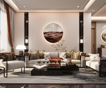 New Chinese Style A Living Room-ID:976429946