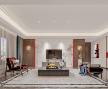 New Chinese Style A Living Room-ID:430259947