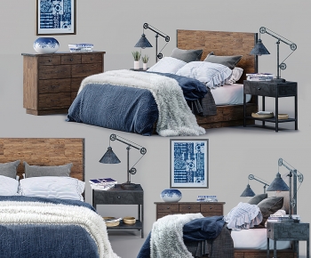 LOFT Industrial Style Double Bed-ID:275902993