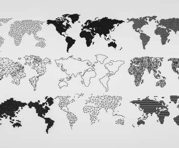 现代世界地图墙饰剪影-ID:812860971