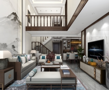 New Chinese Style A Living Room-ID:570103886