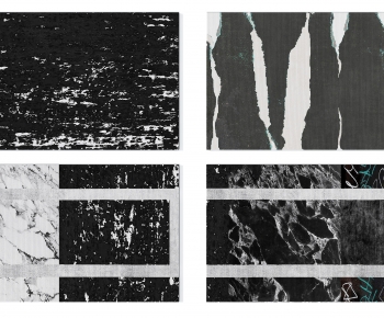 现代高级黑白色抽象图案地毯-ID:784087901