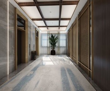 新中式走廊电梯厅-ID:176220895