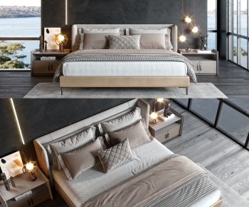 Modern Double Bed-ID:784935006