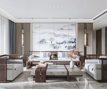 New Chinese Style A Living Room-ID:497658979