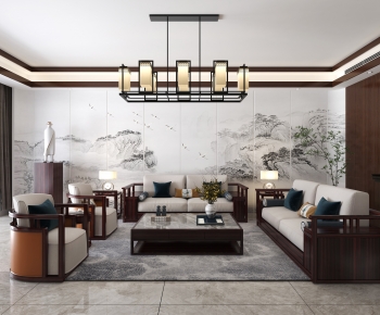 New Chinese Style A Living Room-ID:896606921