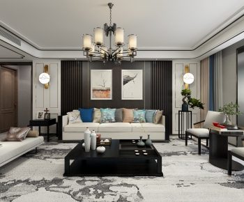 New Chinese Style A Living Room-ID:821878911