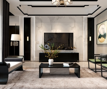 New Chinese Style A Living Room-ID:753957032