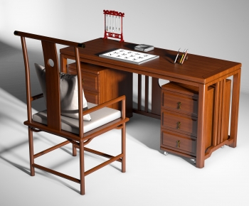 New Chinese Style Computer Desk And Chair-ID:956085921