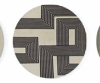 现代浅灰色抽象图案圆形地毯-ID:835309988