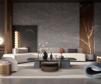 Wabi-sabi Style A Living Room-ID:128408913