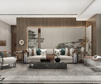 New Chinese Style A Living Room-ID:314450988