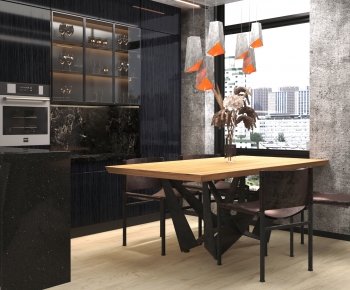 Industrial Style Dining Room-ID:129945042