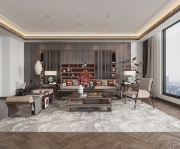 New Chinese Style A Living Room-ID:647022964