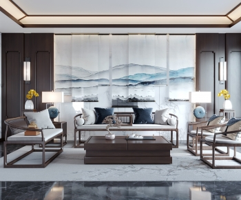 New Chinese Style A Living Room-ID:505393032