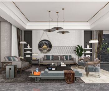 New Chinese Style A Living Room-ID:288620006