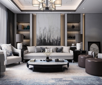 New Chinese Style A Living Room-ID:144856931