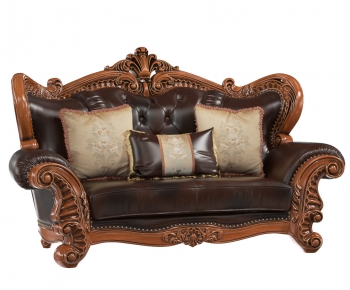 欧式古典皮革双人沙发-ID:295166021