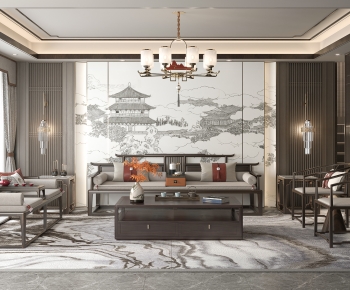 New Chinese Style A Living Room-ID:650320122