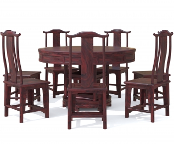 中式圆形餐桌椅-ID:192755949