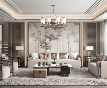 New Chinese Style A Living Room-ID:573349087