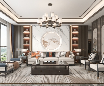 New Chinese Style A Living Room-ID:232630979