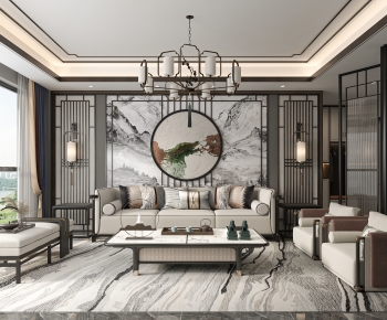 New Chinese Style A Living Room-ID:532845022