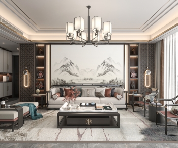 New Chinese Style A Living Room-ID:191584116