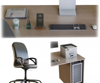 Modern Computer Desk And Chair-ID:375519041