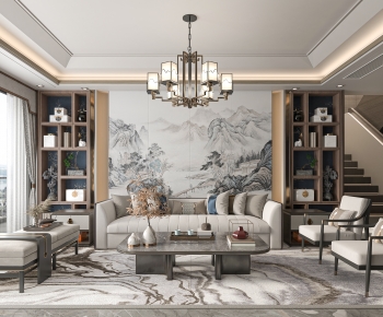 New Chinese Style A Living Room-ID:464754105