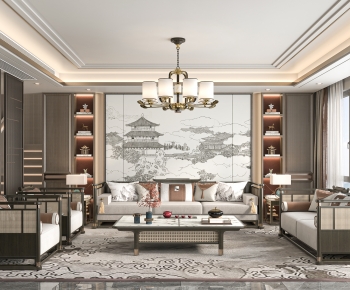 New Chinese Style A Living Room-ID:368968961