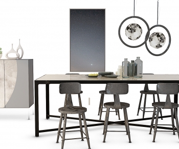 Industrial Style Dining Table And Chairs-ID:727437027