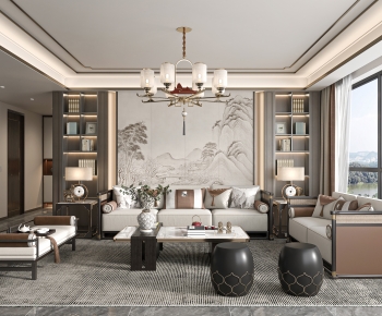 New Chinese Style A Living Room-ID:532033925