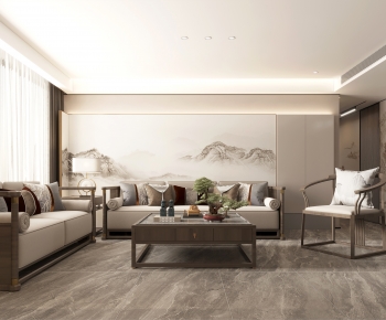 New Chinese Style A Living Room-ID:749432097