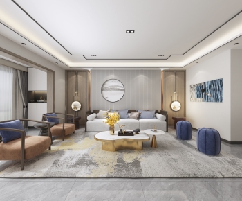 New Chinese Style A Living Room-ID:794305095