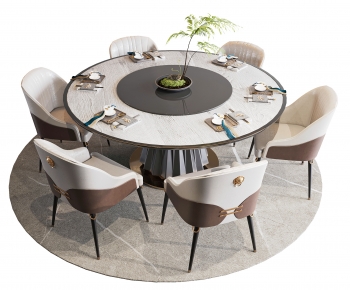 新中式圆形餐桌椅-ID:744200941