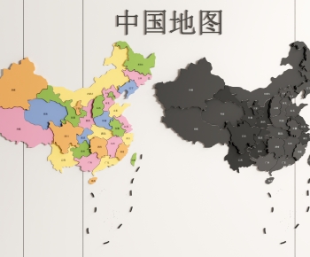 现代中国地图墙饰挂件-ID:859462988