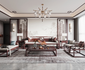 New Chinese Style A Living Room-ID:179833898