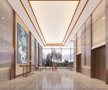 New Chinese Style Office Elevator Hall-ID:557070025