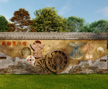 新中式乡村民俗文化景墙-ID:102025996