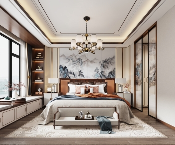 New Chinese Style Bedroom-ID:367346054