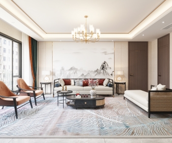 New Chinese Style A Living Room-ID:820045954