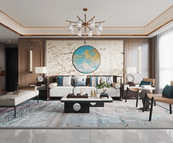 New Chinese Style A Living Room-ID:785506962