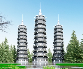 Chinese Style Ancient Architectural Buildings-ID:319494967