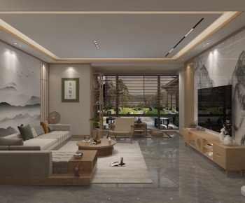 New Chinese Style A Living Room-ID:340080357