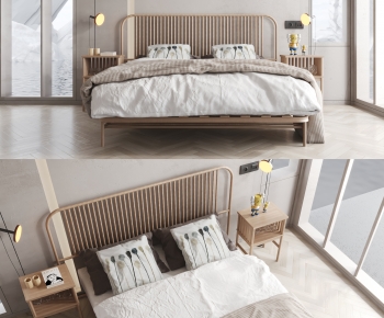 Wabi-sabi Style Double Bed-ID:144092086