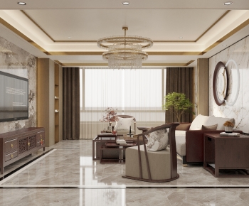 New Chinese Style A Living Room-ID:607290333