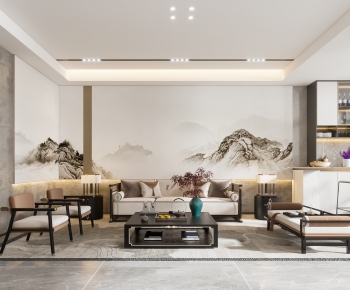 New Chinese Style A Living Room-ID:749207027