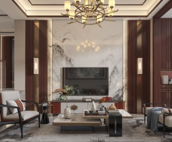 New Chinese Style A Living Room-ID:259462129